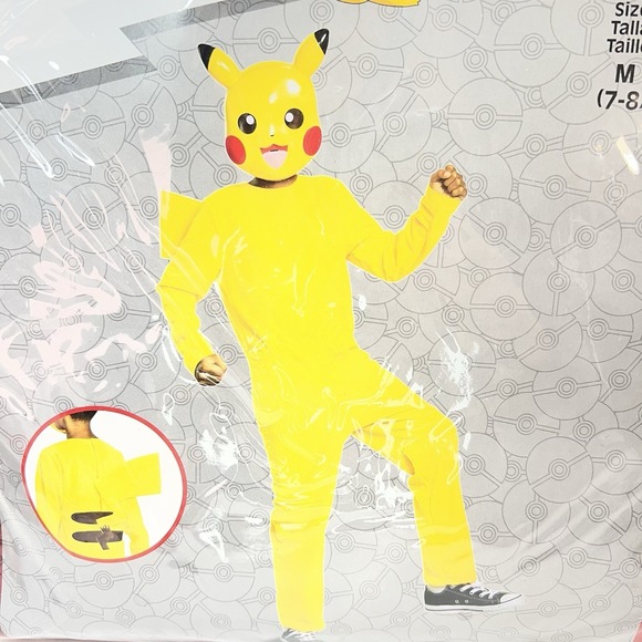 Pokemon Kids Pikachu Halloween Costume Jumpsuit Brand New Size Medium 7-8 - Picture 4 of 10